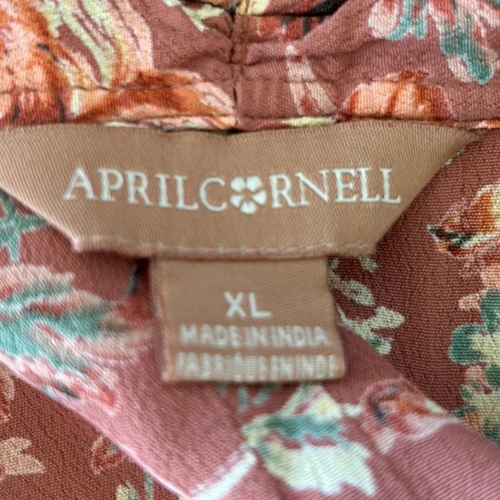 April Cornell Floral Print Wrap Front Chiffon Midi Dress - XL - Picture 10 of 13